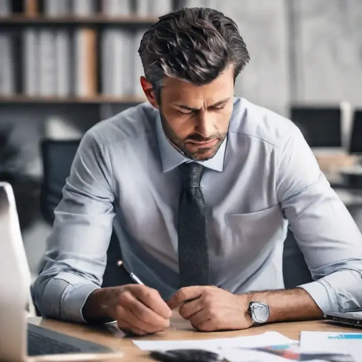 Man-Sitting-at-Desk-Looking-Depressed