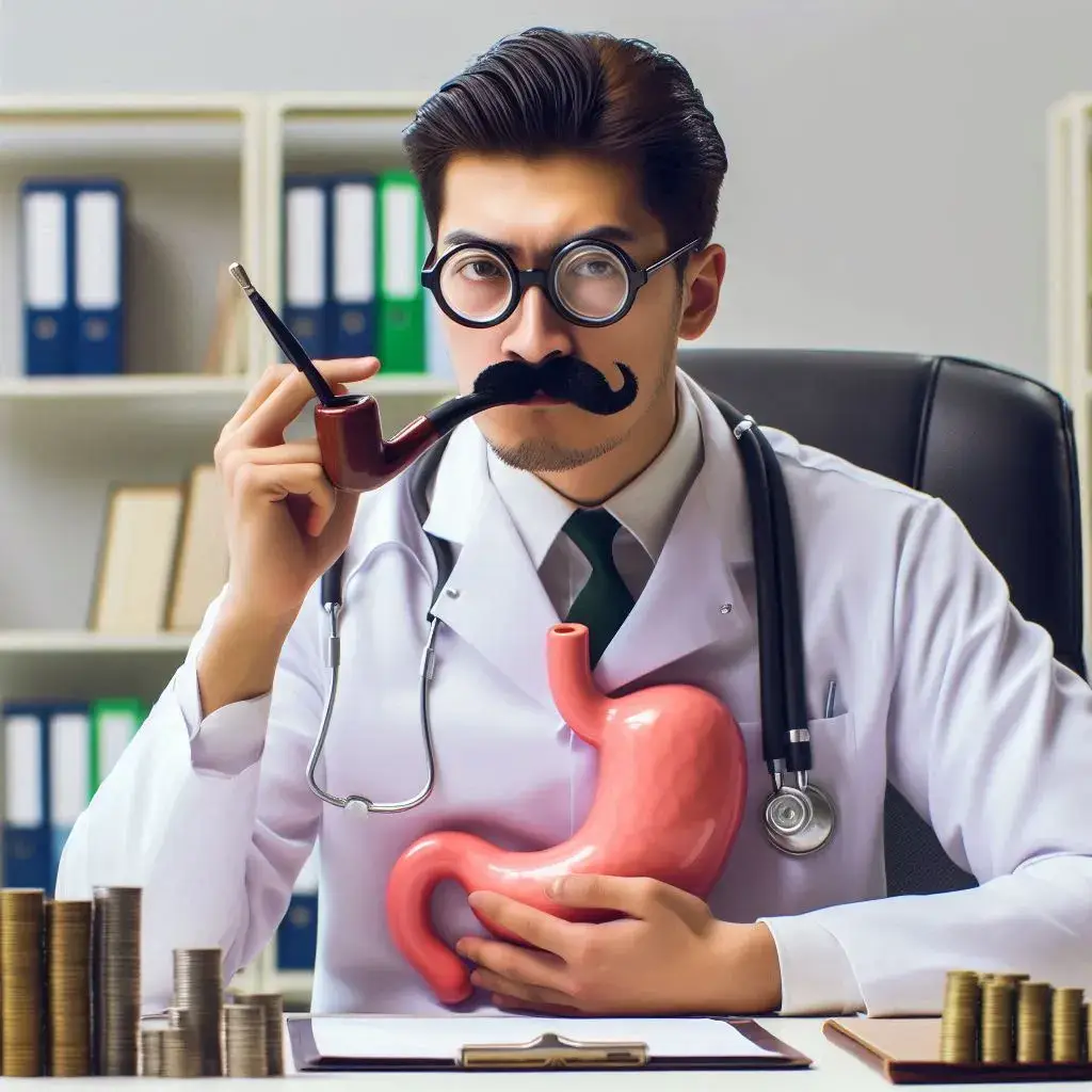 picture-of-stomach-doctor-at-his-desk-with-a-pipe-in-his-mouth-and-wearing-horn-rimmed-glasses-explaining-about-home-remedies-for-leaky-gut.